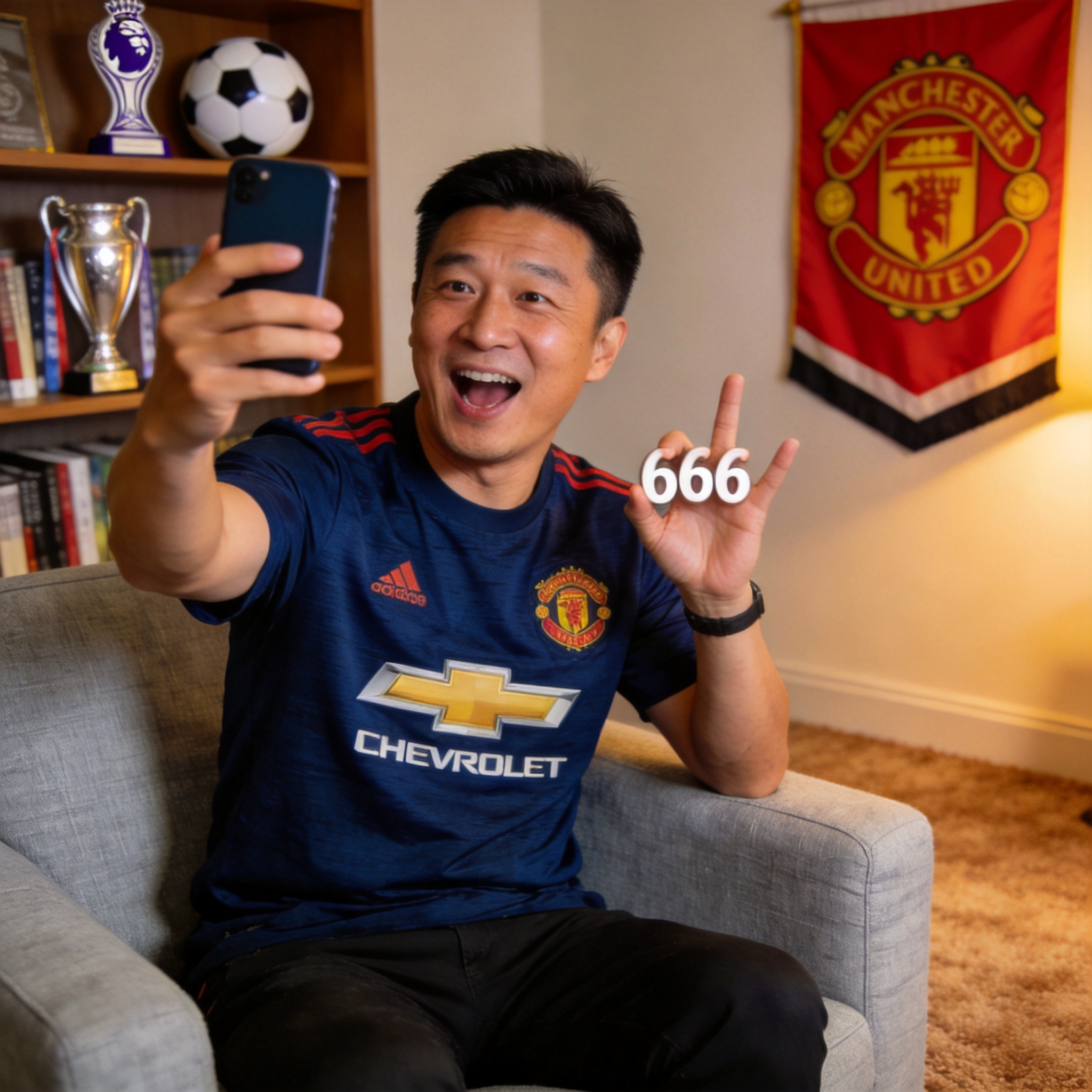 球迷李明使用IM电竞观看英超比赛